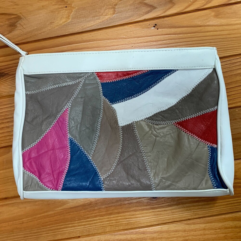 Vintage 80s Faux Leather Patchwork Clutch